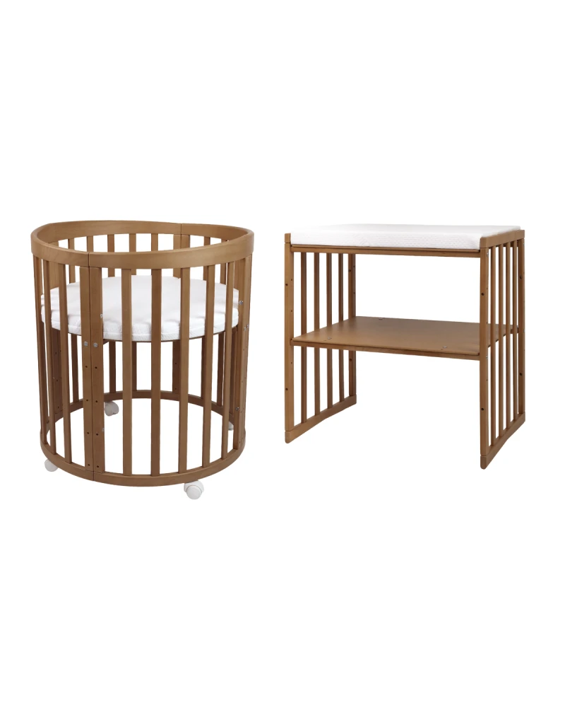 Lit bébé 7en1 Ovale Vintage – incl. Matelas