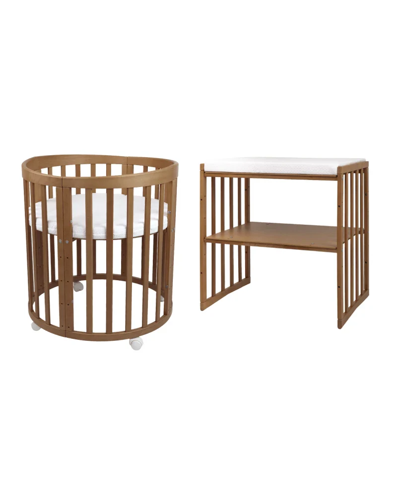 Joie Elara 3in1 Bundle inkl Babybett Oval 7in1 Vintage + Ari Babywippe Elektrisch