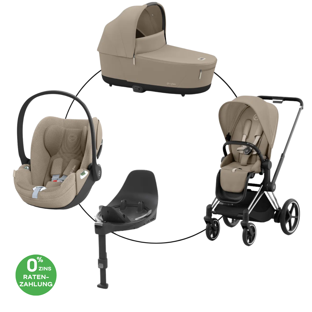 Cybex Chrome ePriam Travel Bundle-Set 4in1 inkl Cloud T Plus Chrome / Black / Sephia Black