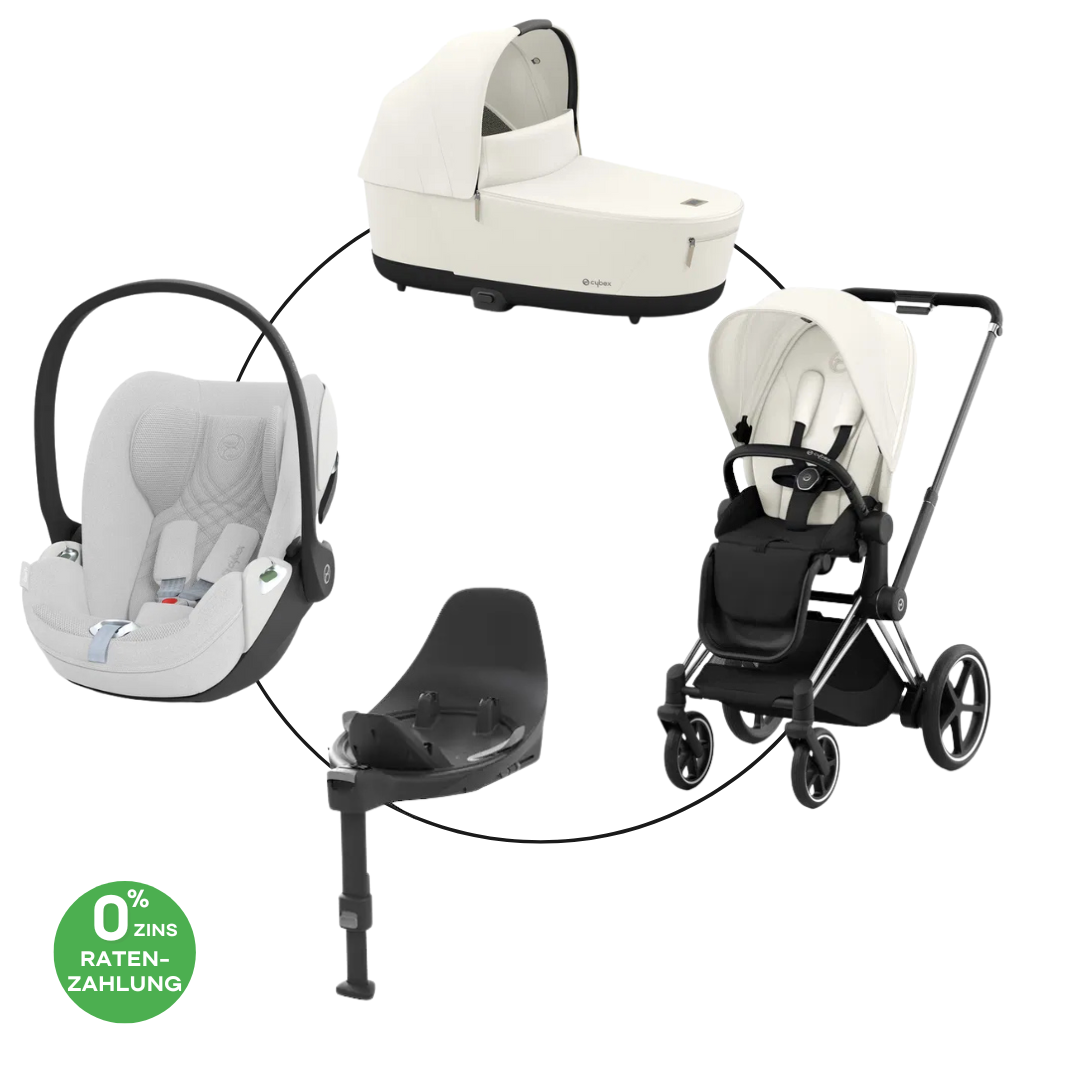 Cybex Chrome ePriam Travel Bundle-Set 4in1 inkl Cloud T Plus Chrome / Black / Off White