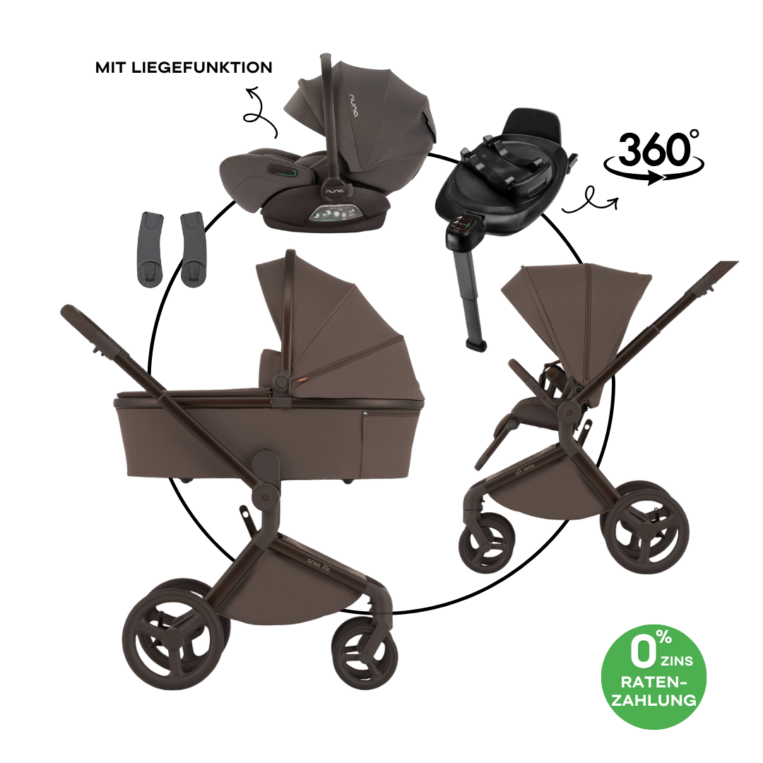 Anex Flo Browny Bundle-Set 4in1 inkl. Nuna Arra flex Babyschale & Base Next