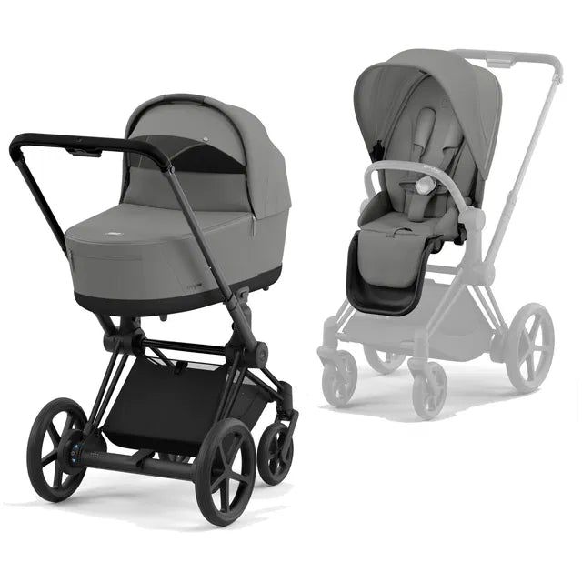 CYBEX ePriam 2.0 Matt Black Kombikinderwagen cozy beige beige