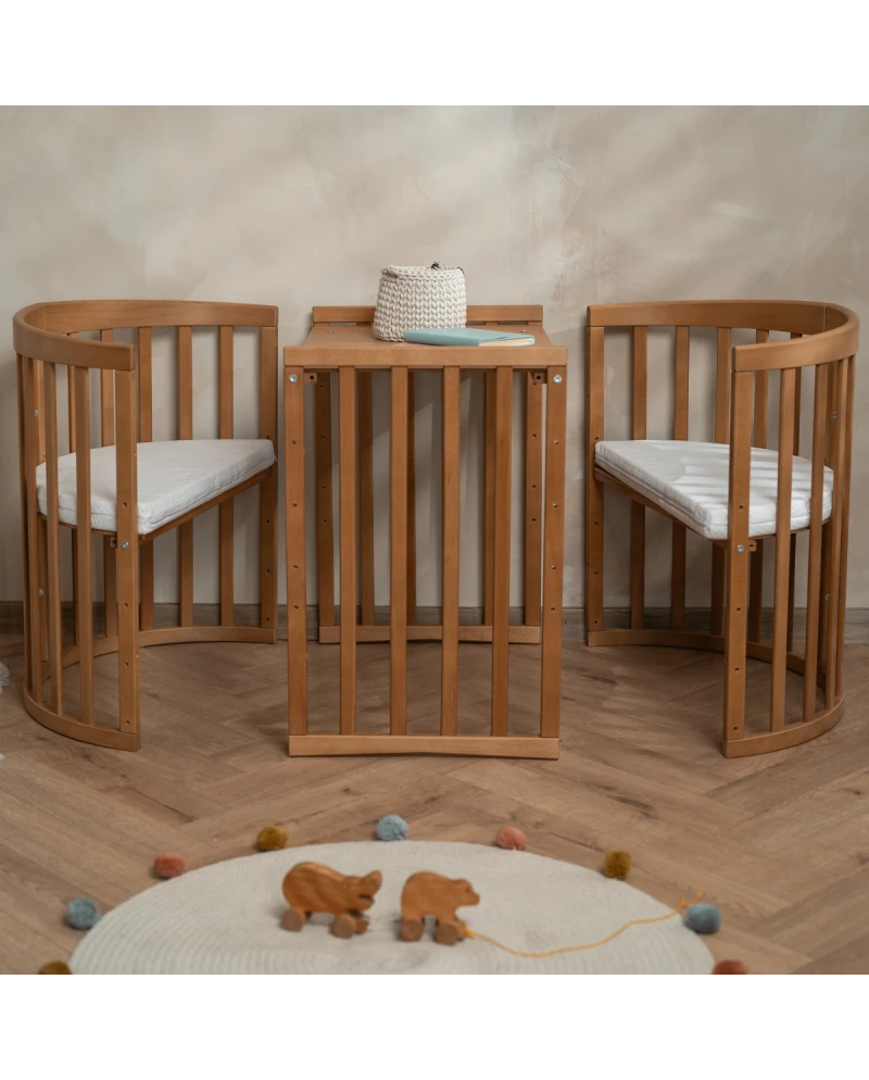 Lit bébé 7en1 Ovale Vintage – incl. Matelas