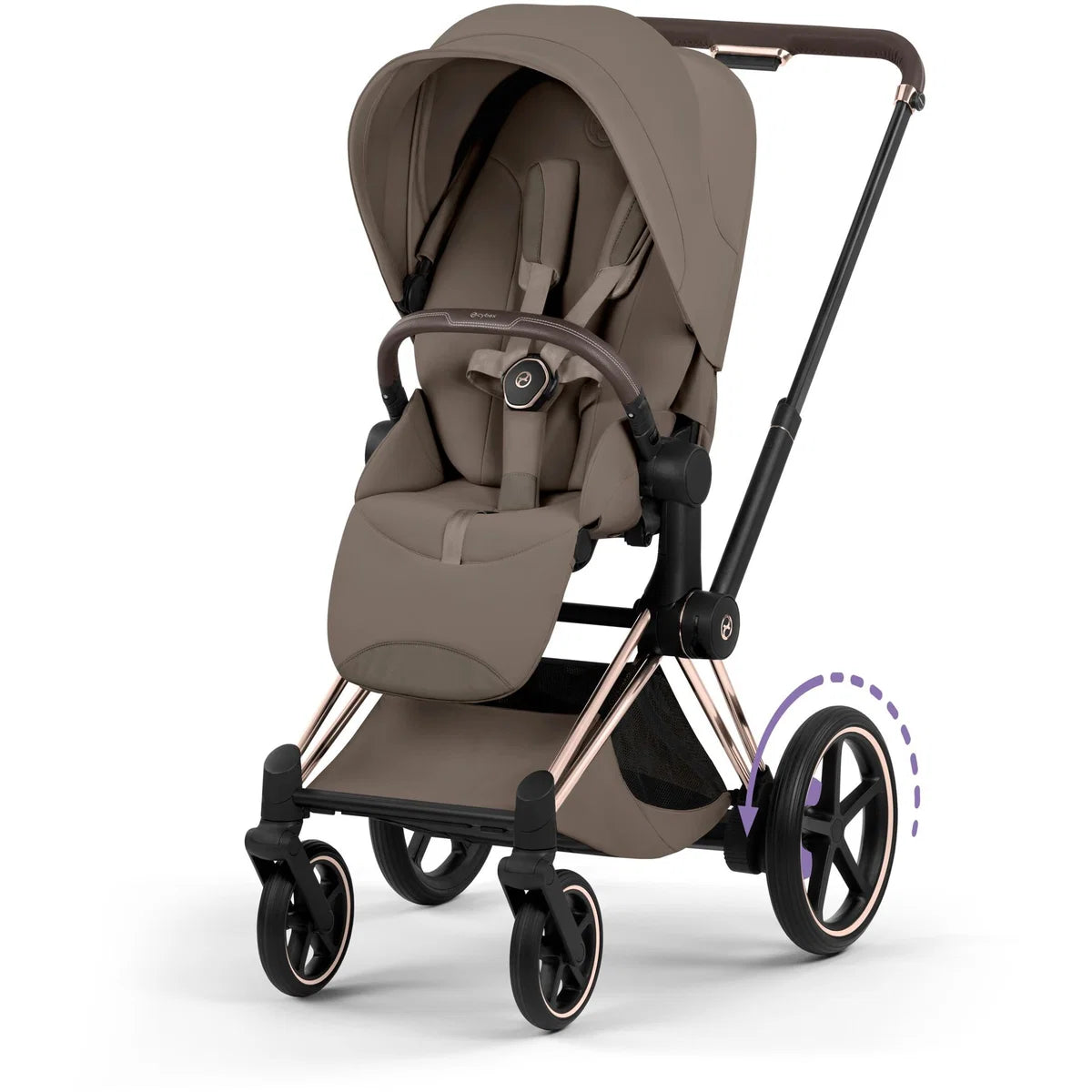 CYBEX E-Priam Style Rosegold Bundle - Set 4in1 inkl. Cloud T & Base T Coconut Brown