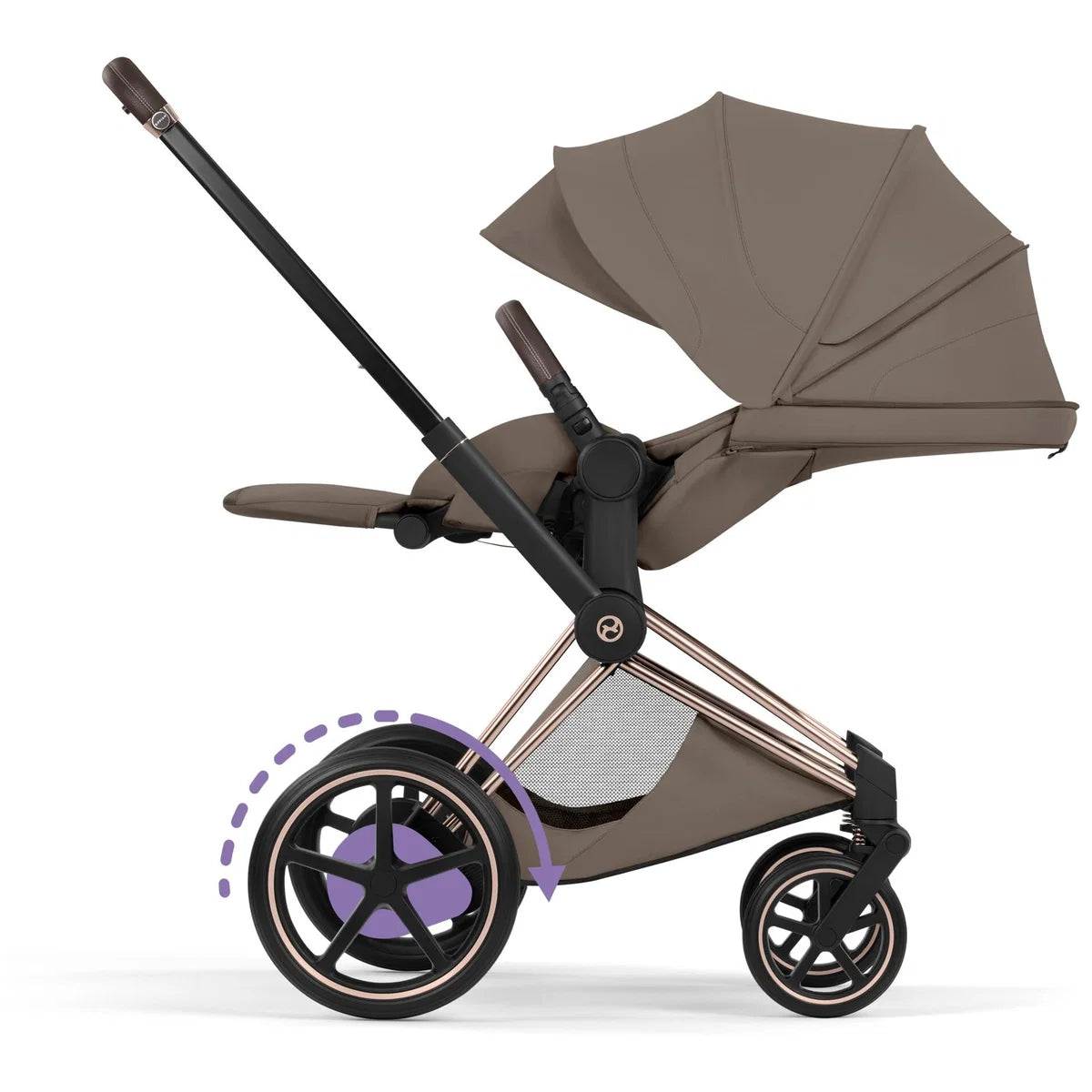 CYBEX e-Priam Style Rosegold Coconut Brown 4in1 Bundle inkl. faltbarer Babywanne, Cloud S & Base S