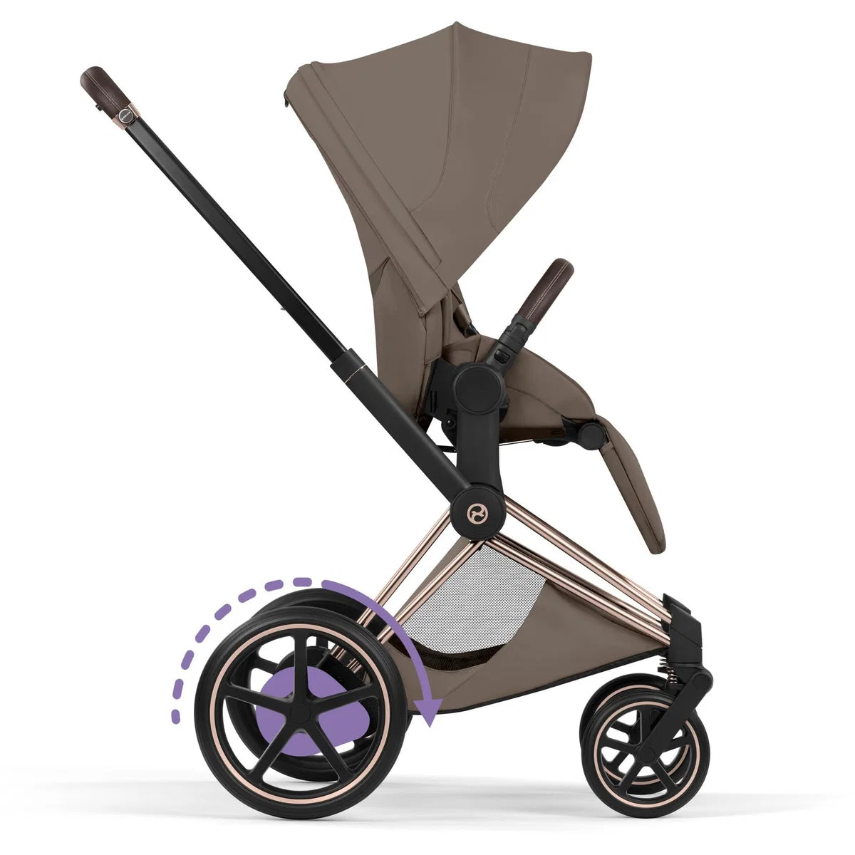 CYBEX e-Priam Style Rosegold Coconut Brown 4in1 Bundle inkl. faltbarer Babywanne, Cloud S & Base S