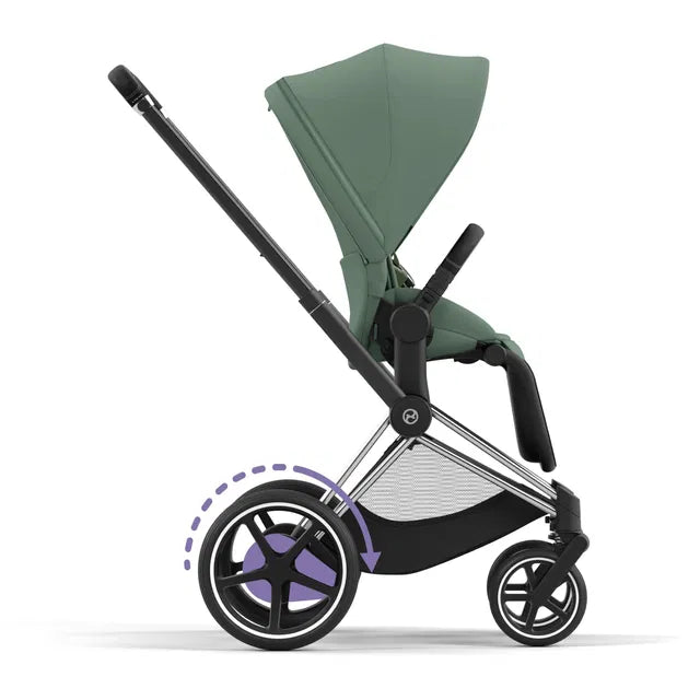 Cybex Chrome ePriam Travel Bundle-Set 4in1 inkl Cloud T Plus Chrome / Black / Leaf Green