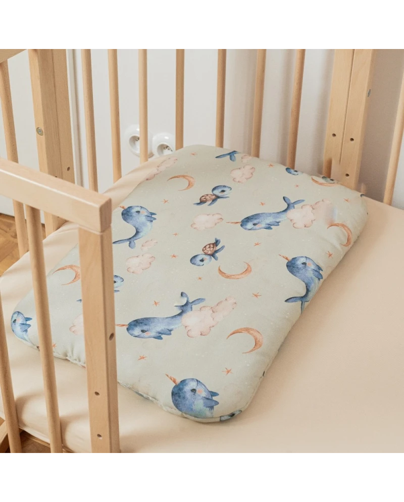 Bambus Decke & Kissen mit Füllung Wale Olive