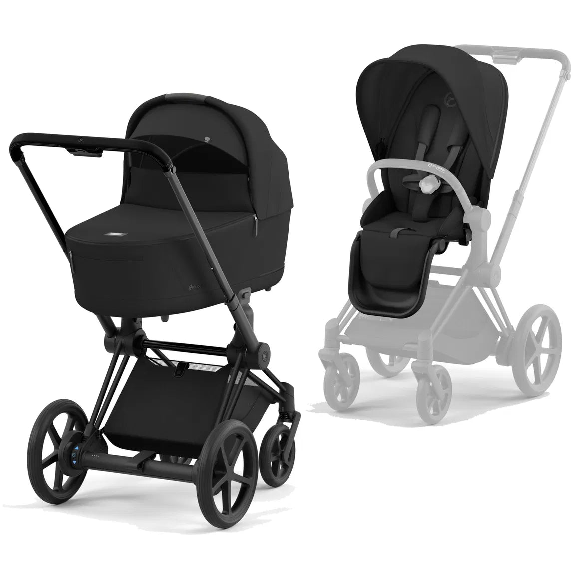 CYBEX ePriam 2.0 Matt Black Kombikinderwagen cozy beige beige