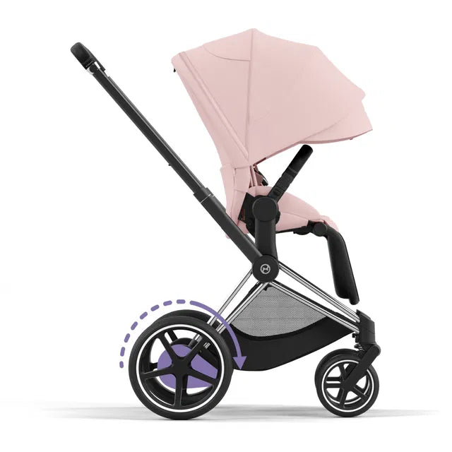 Cybex Chrome ePriam Travel Bundle-Set 4in1 inkl Cloud T Plus Chrome / Black /Peach Pink