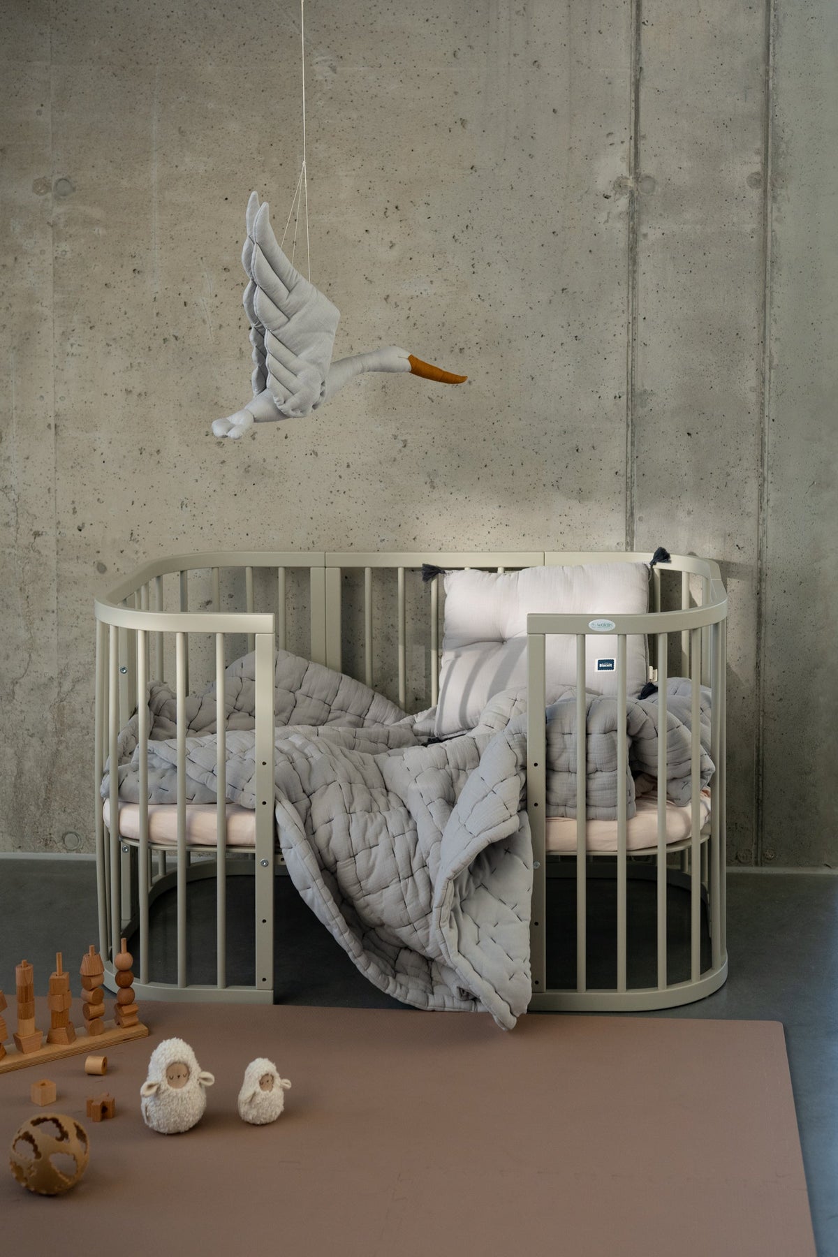 Lit Bébé 7en1 Quadi Olive – incluant Matelas