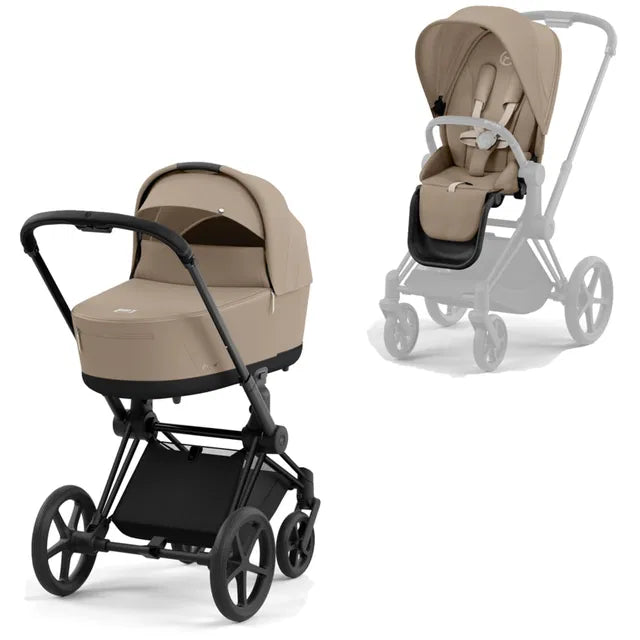 CYBEX Priam 4.0 Matt Black Kombikinderwagen cozy beige beige