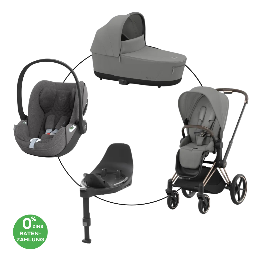 Cybex Priam Rosegold Travel Bundle-Set 4in1 inkl Cloud T Plus Mirage Grey