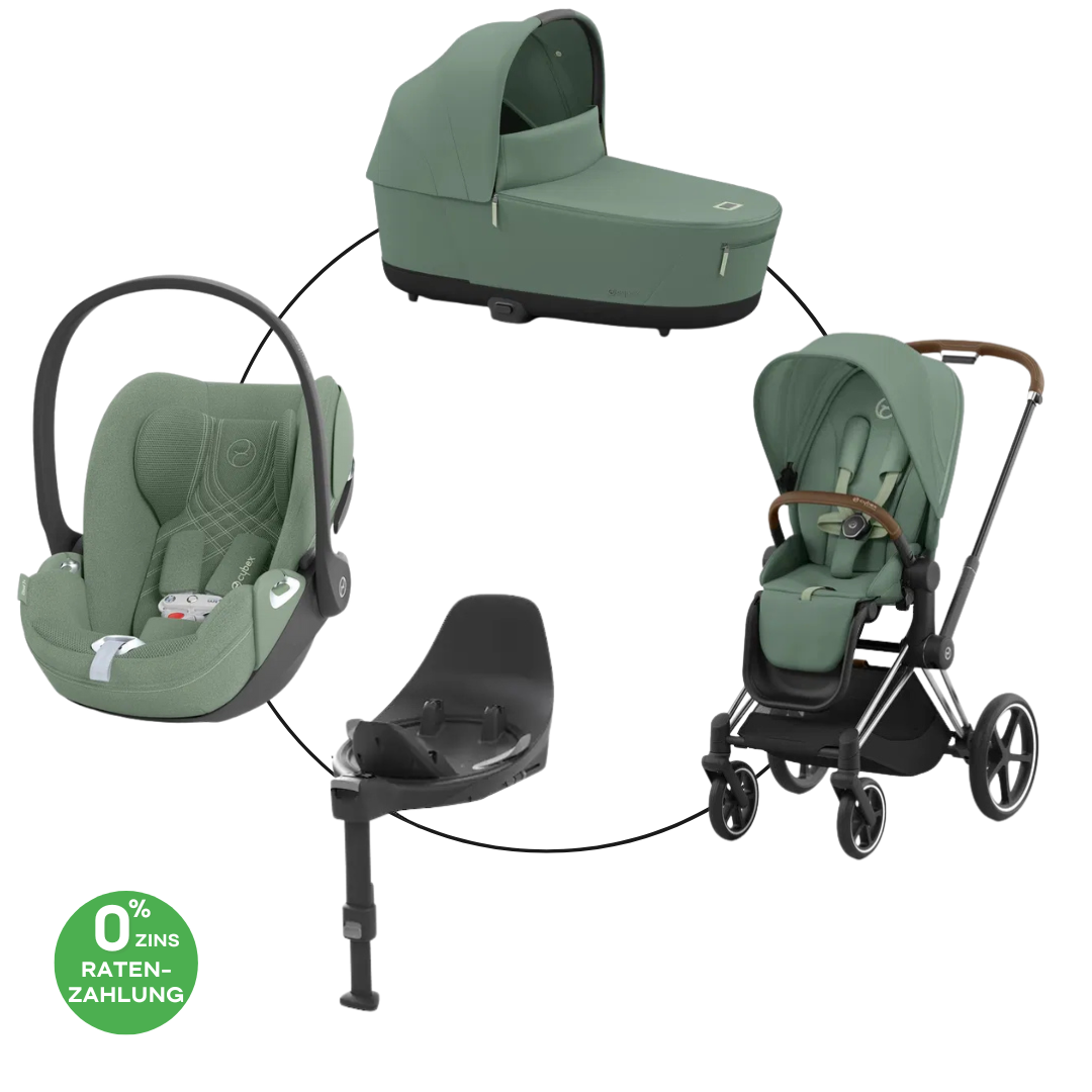 Cybex Priam Travel Bundle-Set 4in1 inkl Cloud T Plus Leaf Green/ Brown /Chrome
