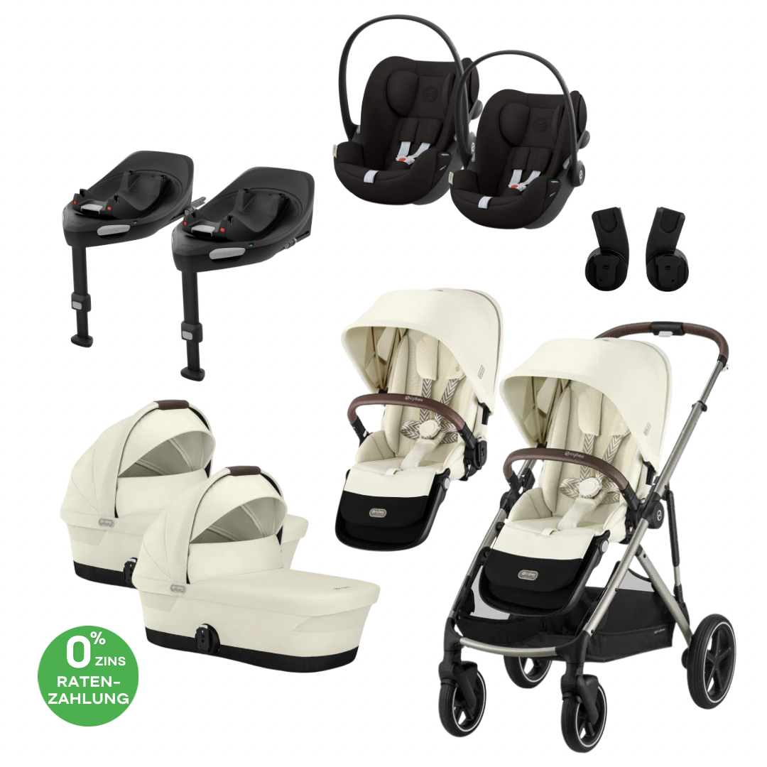 CYBEX Gazelle S Zwillingskinderwagen Bundle-Set 4in1 Navy Blue