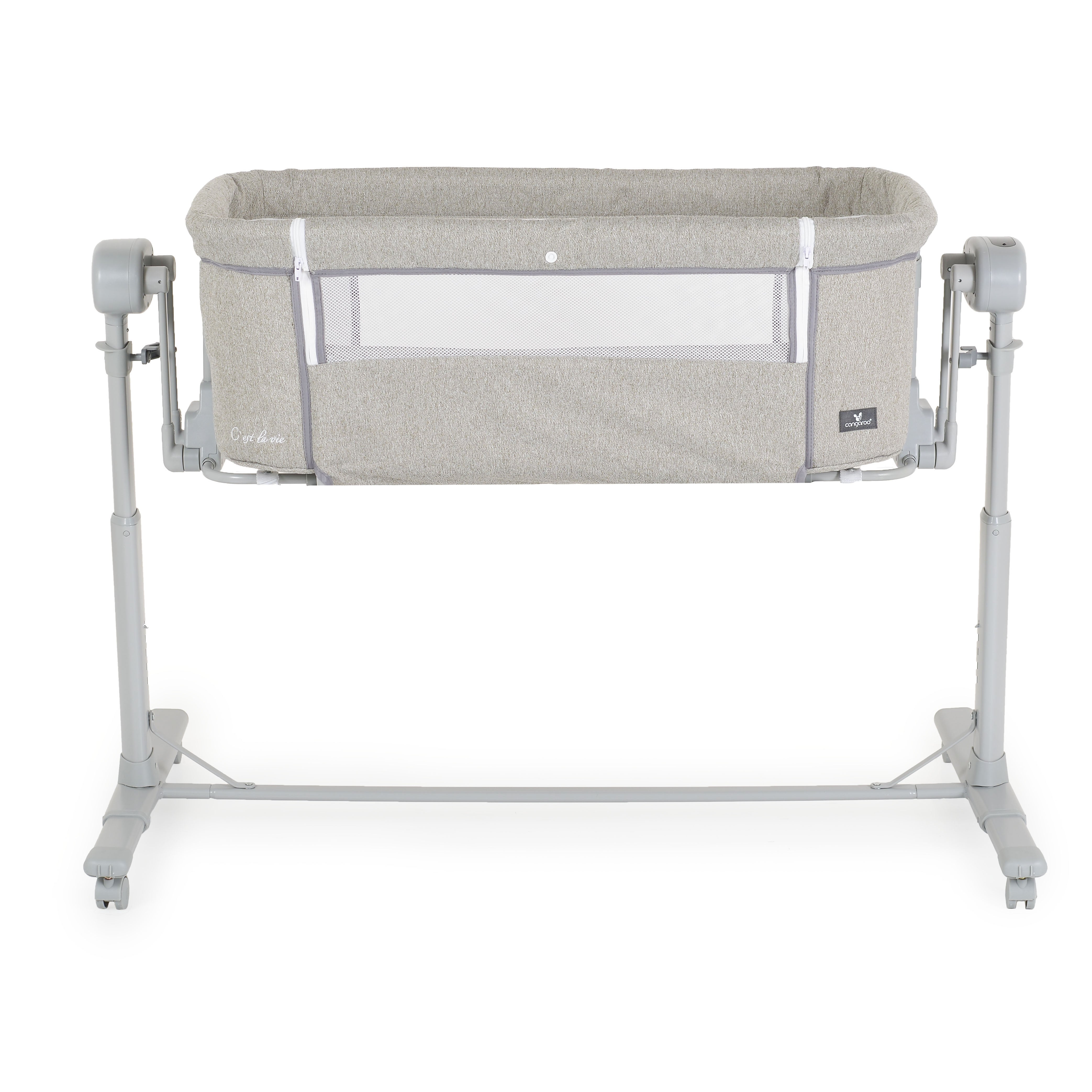 Beistellbett elektrisch mit Schaukelfunktion und Schreisensor light grey