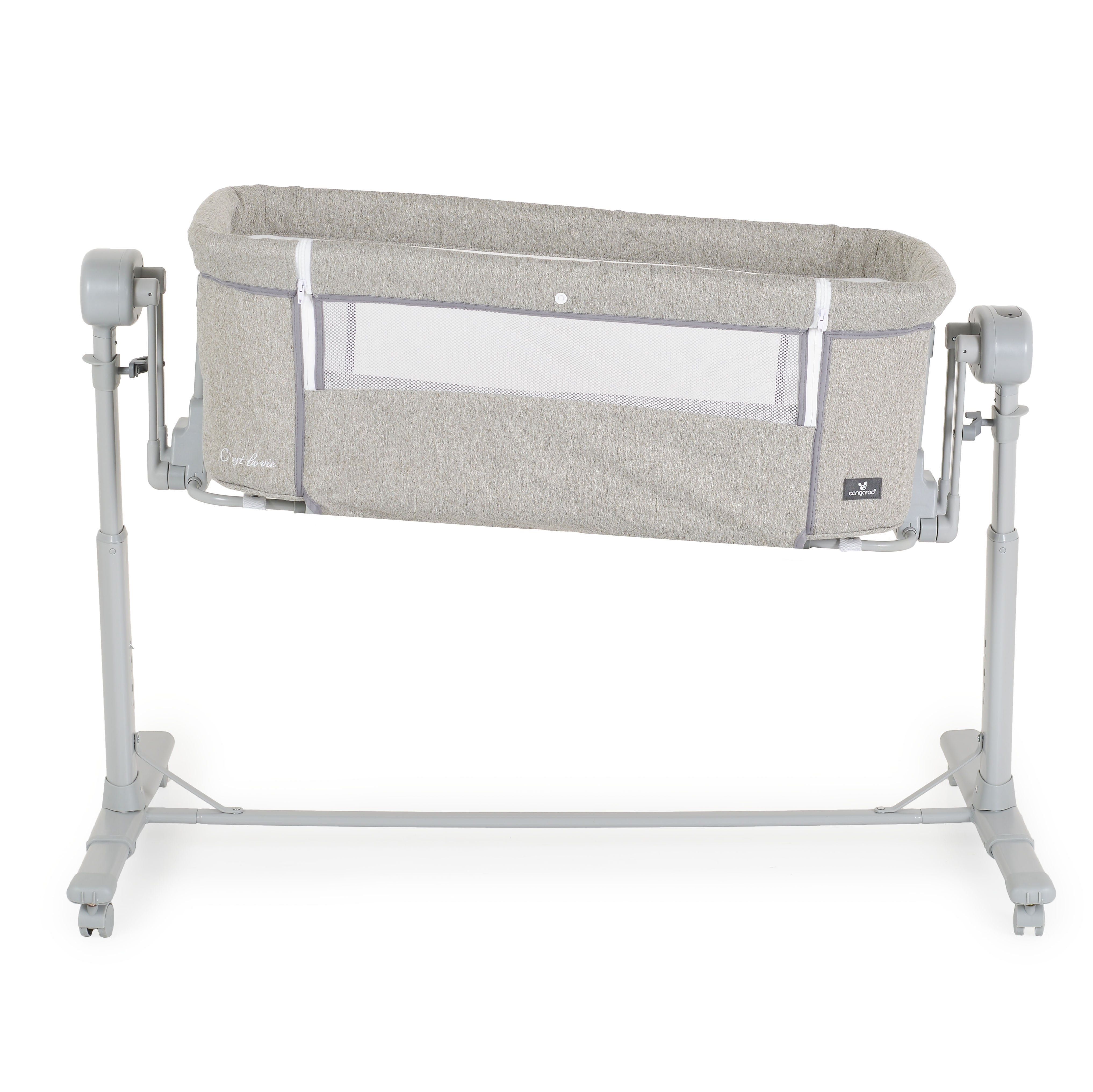 Beistellbett elektrisch mit Schaukelfunktion und Schreisensor light grey