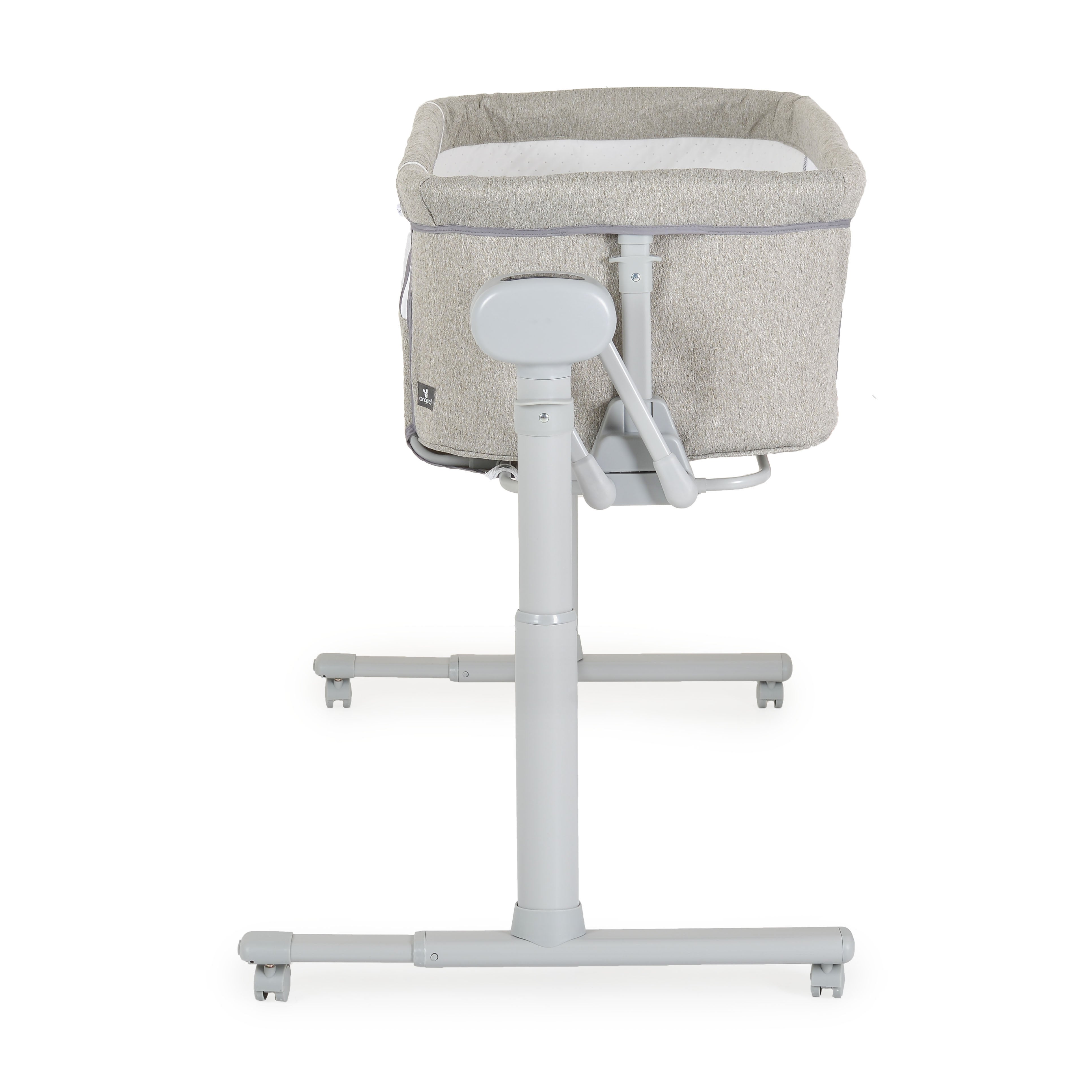 Beistellbett elektrisch mit Schaukelfunktion und Schreisensor light grey