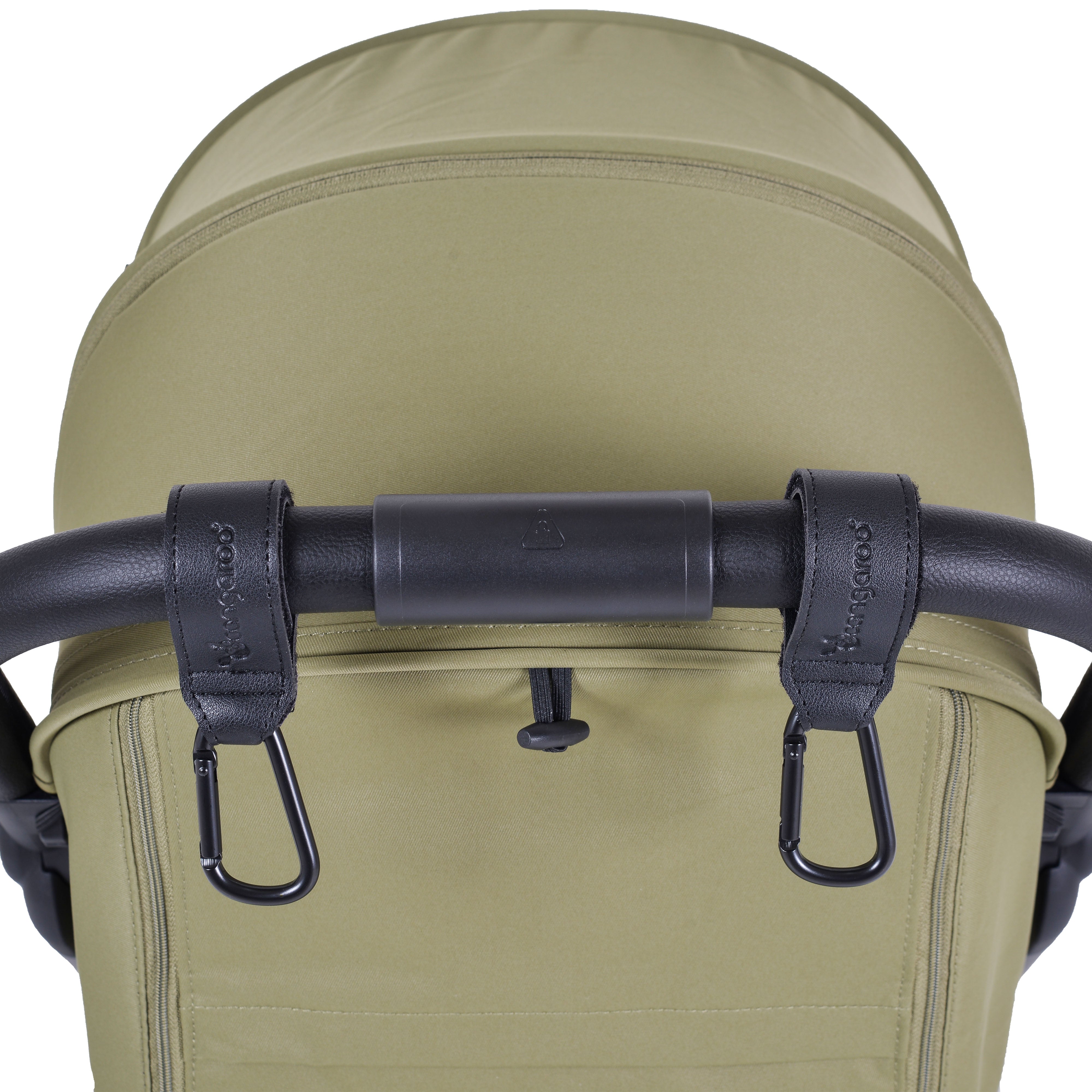 Universelle Kinderwagenhaken aus schwarzem Leder - für Wickeltaschen