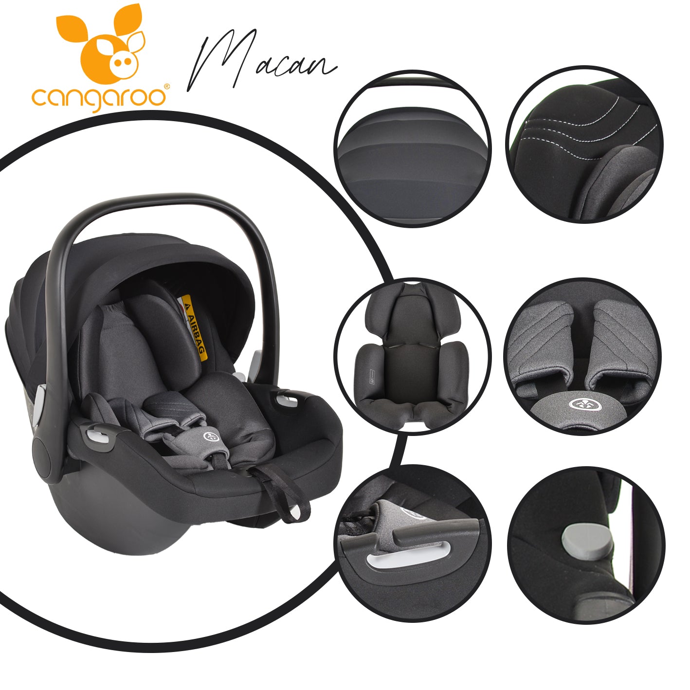 Cangaroo Macan Bundle Set inkl Beistellbett, Babywippe