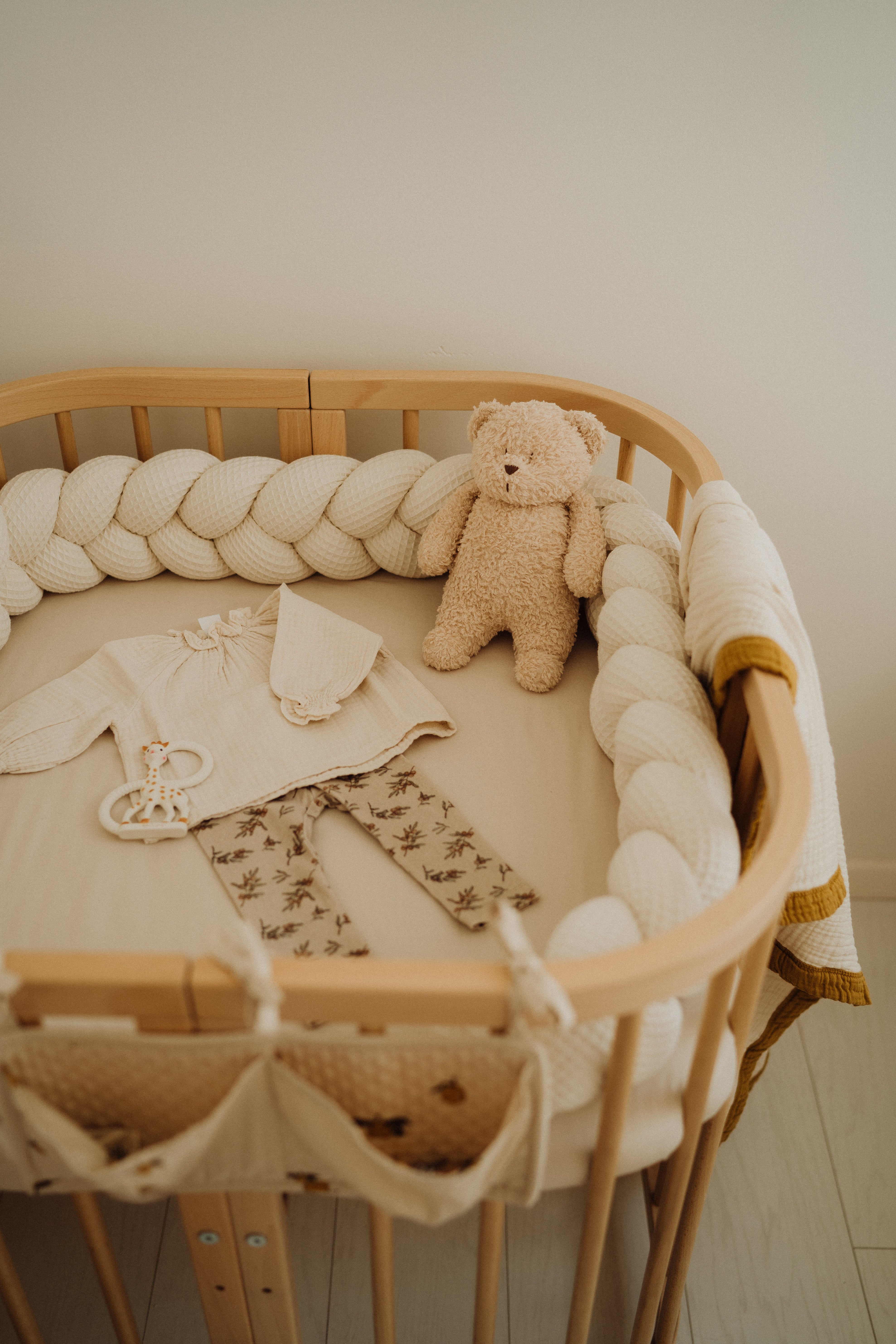 Beige Bettschlange 210 cm Waffel