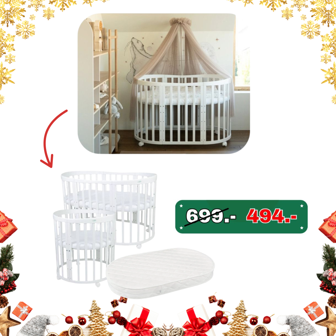 X-MAS DEAL: 7in1 Babybett Oval Weiss