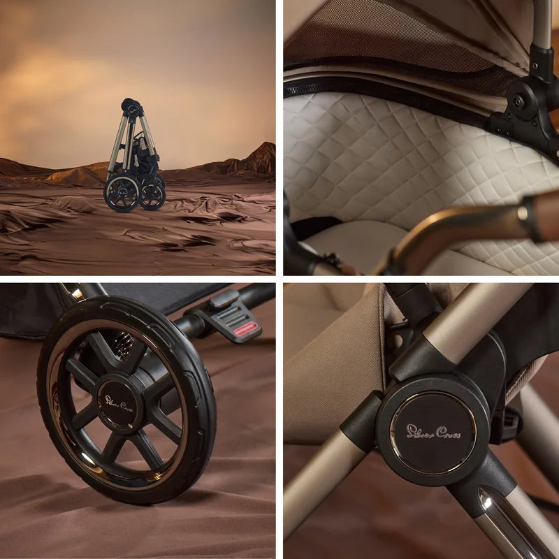 Reef 2 Special Edition: gefalteter Kinderwagen, Babywanne, Rad und Gestelldetail