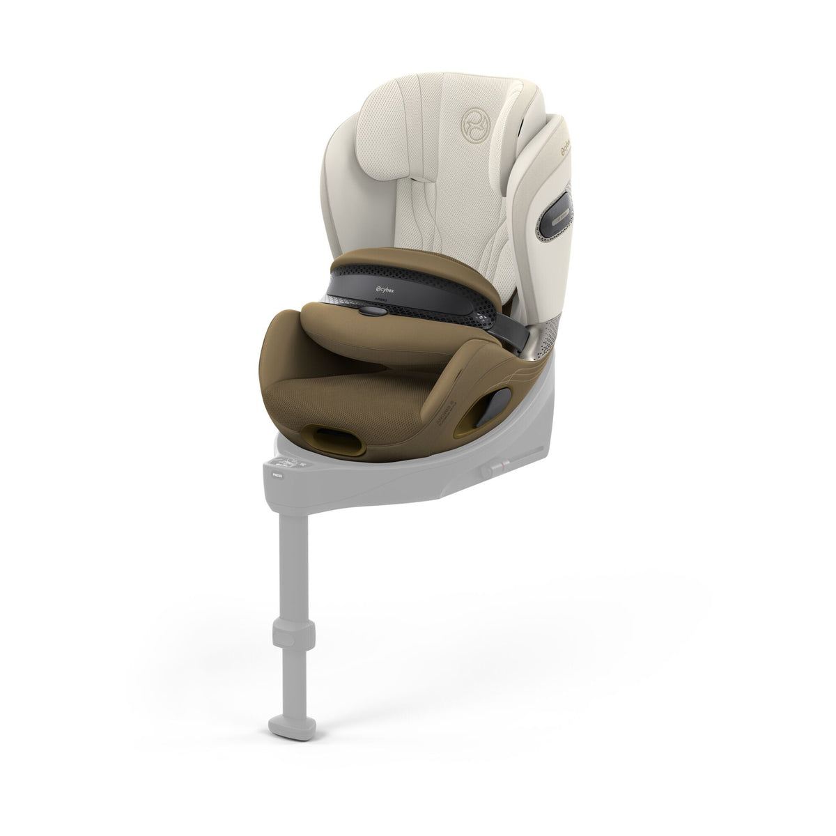 CYBEX Anoris S Airbag Style Jade Green – Ansicht schräg von vorne auf der Base S (Basis separat erhältlich)