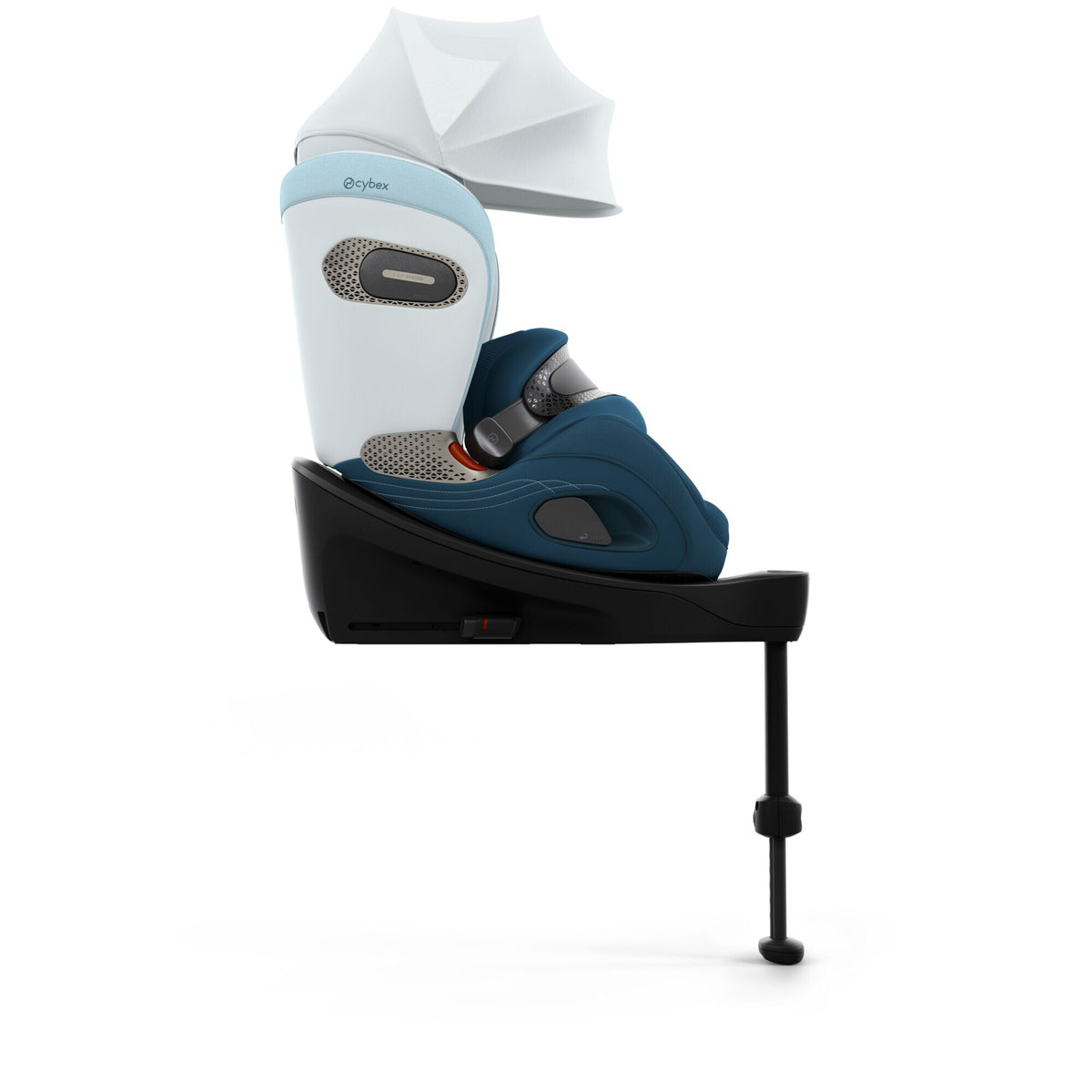 CYBEX Anoris Si Airbag Style Opal Blue – Seitenansicht mit XXL-Sonnenverdeck