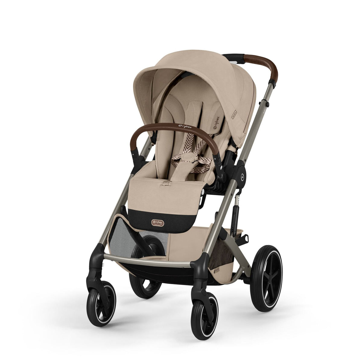 CYBEX Balios S Lux Kinderwagen Almond Beige – Sitzeinheit, Ansicht schräg