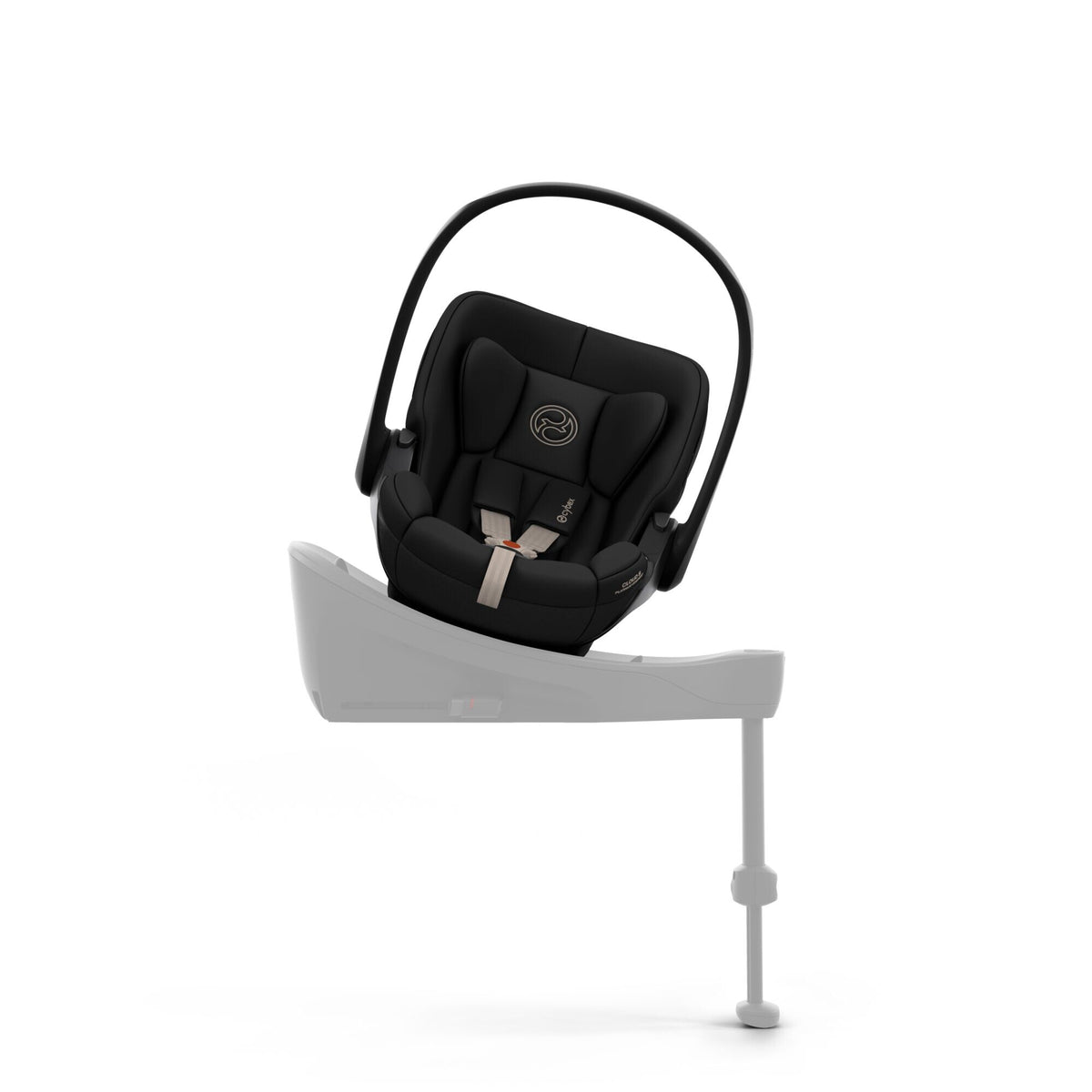 CYBEX Cloud S i-Size Comfort Sepia Black – auf der Base S zur Autotür gedreht