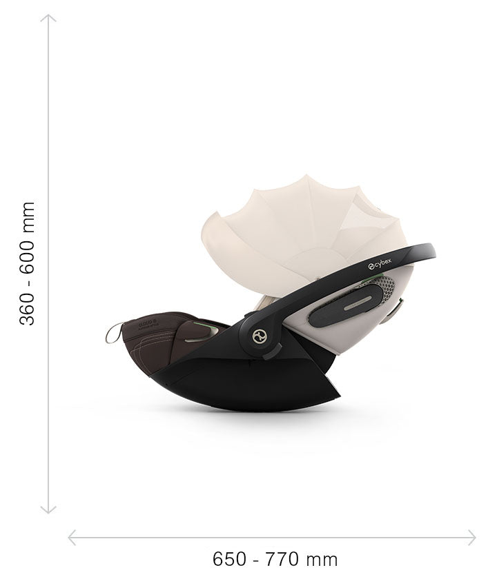 CYBEX Cloud S i-Size – Masse Seitenansicht