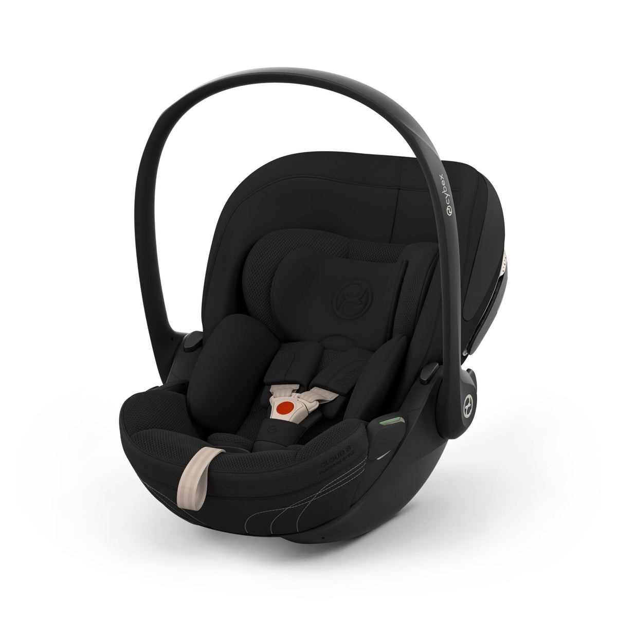 CYBEX Cloud S i-Size Style Sepia Black – Ansicht schräg von vorne mit Neugeboreneneinsatz