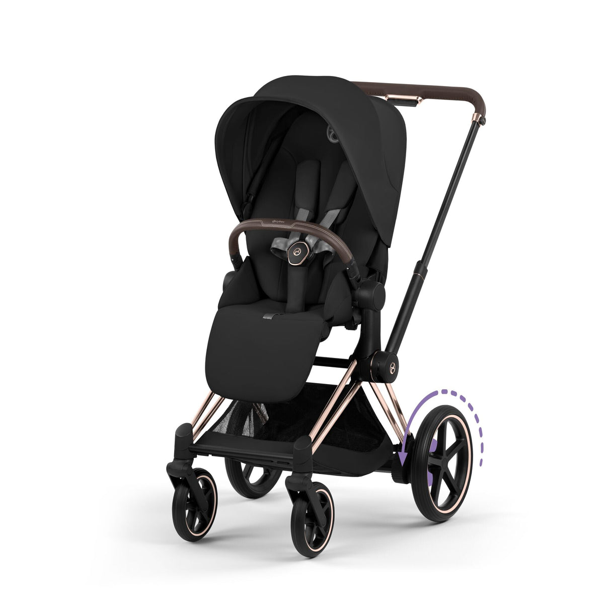 CYBEX e-Priam Comfort Rosegold Sepia Black – Kinderwagen mit Sitzeinheit