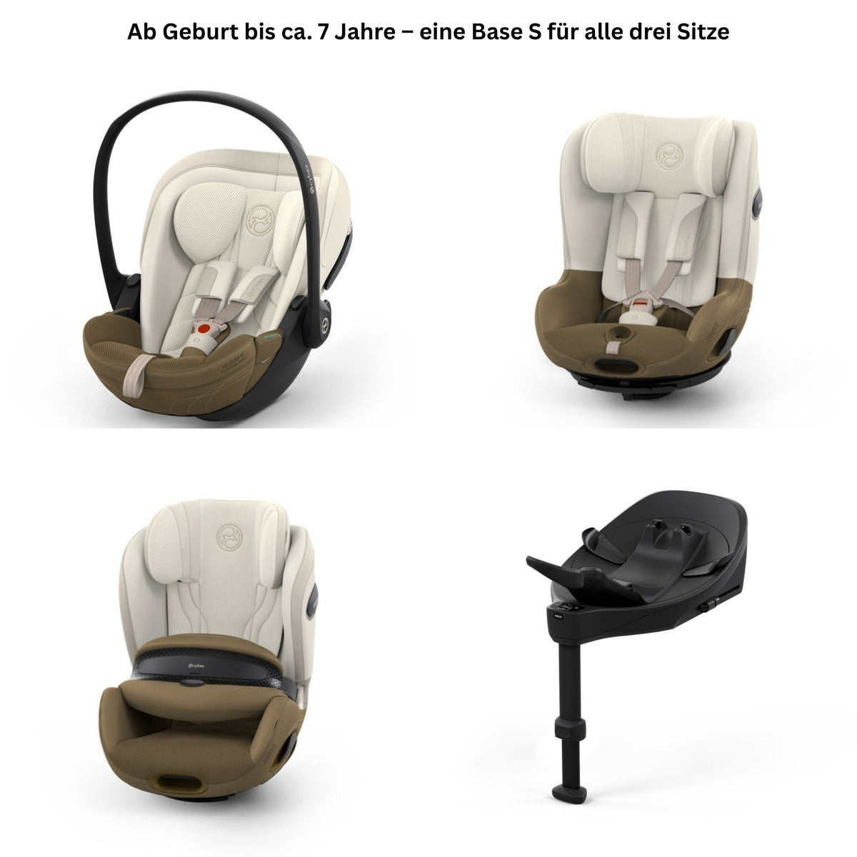 CYBEX S-Line Autositz-Set Style Jade Green – Gesamtbild mit Cloud S i-Size, Sirona S, Anoris S Airbag und Base S