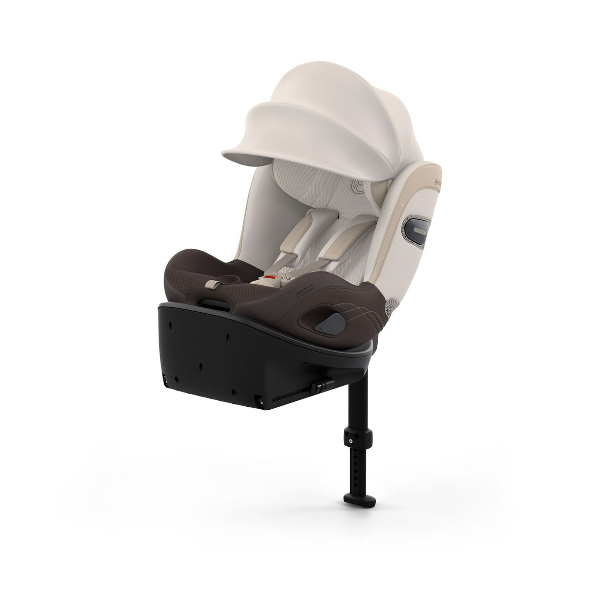 CYBEX Sirona S Style Amber Brown – Ansicht schräg von vorne mit XXL-Sonnenverdeck