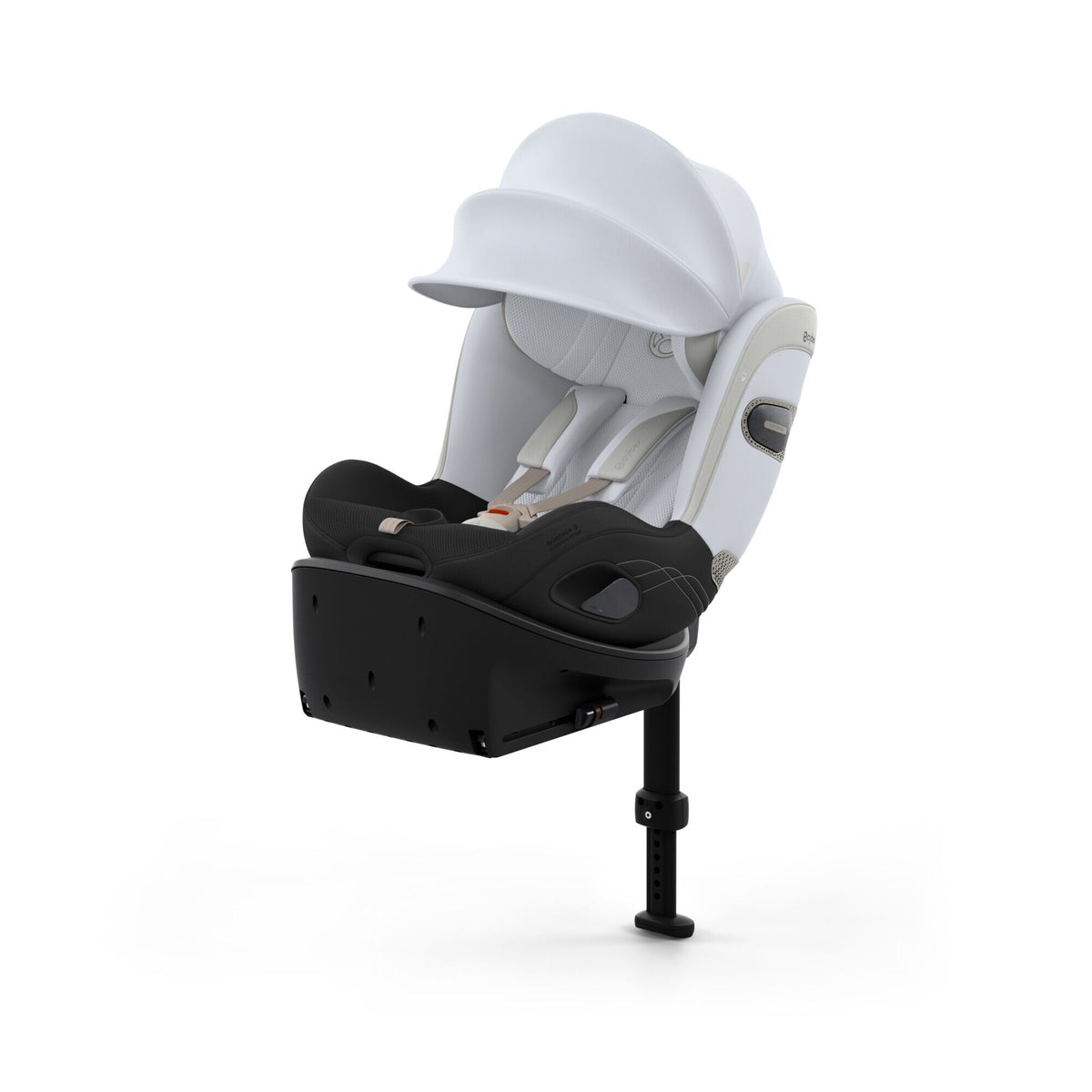 CYBEX Sirona S Style Misty Grey – Ansicht schräg von vorne mit XXL-Sonnenverdeck