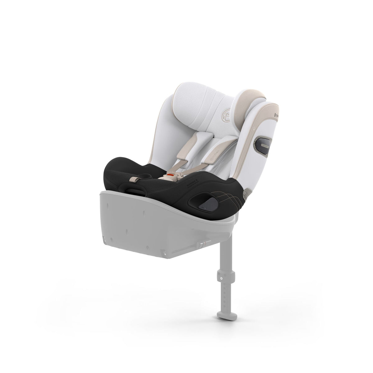 CYBEX Sirona S Style Off White – Ansicht schräg von vorne auf der Base S (Basis separat erhältlich)