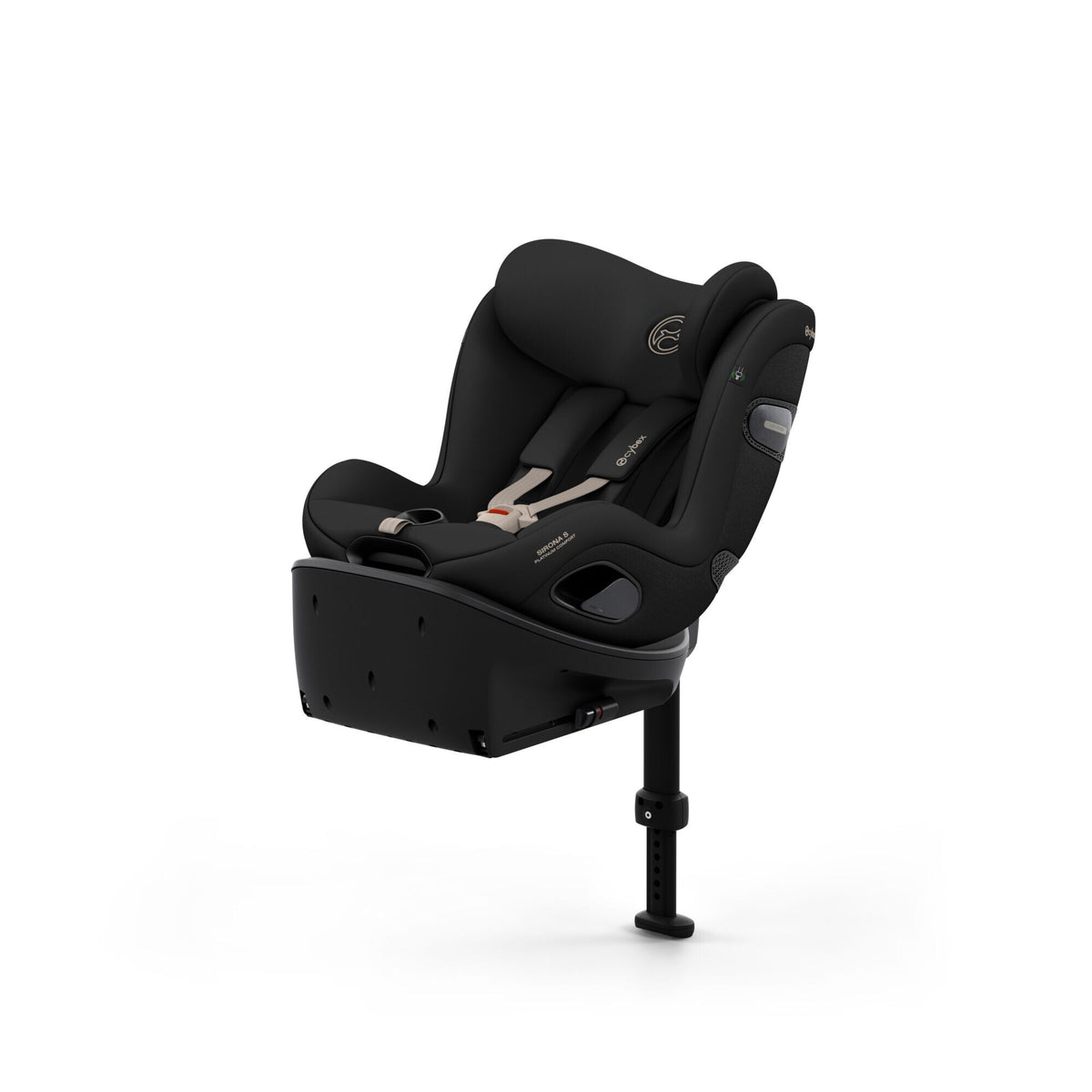 CYBEX Sirona Si Comfort Sepia Black – Ansicht schräg von vorne mit integrierter Base S