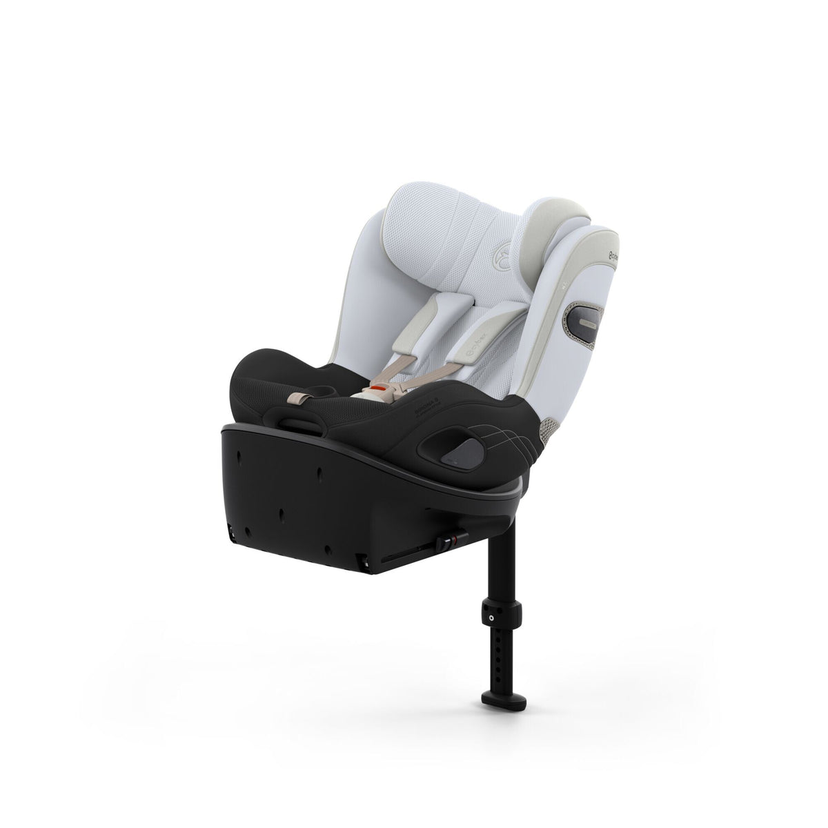 CYBEX Sirona Si Style Misty Grey – Ansicht schräg von vorne mit integrierter Base S