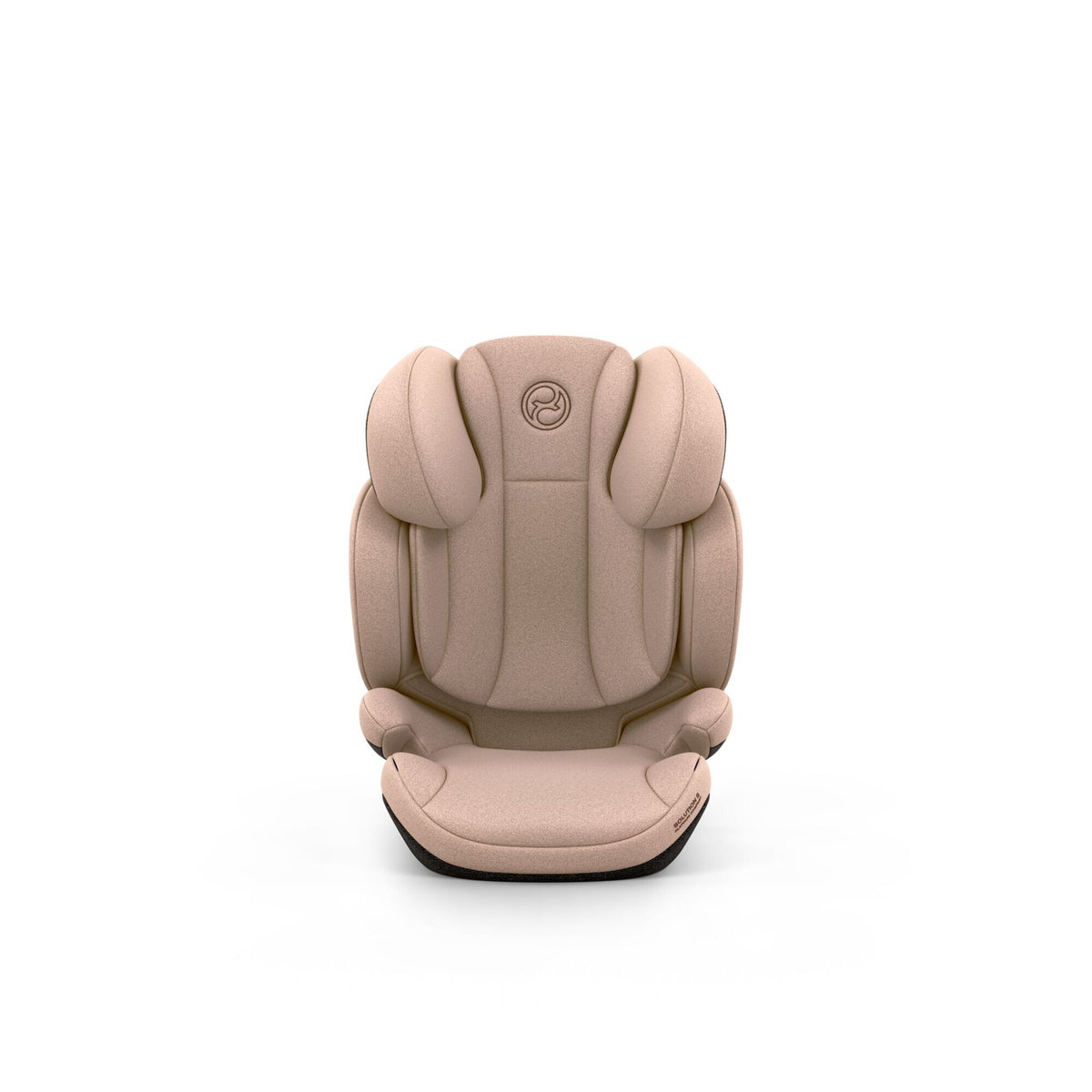 CYBEX Solution S Comfort Cozy Beige – Vorderansicht mit tief eingestellter Kopfstütze