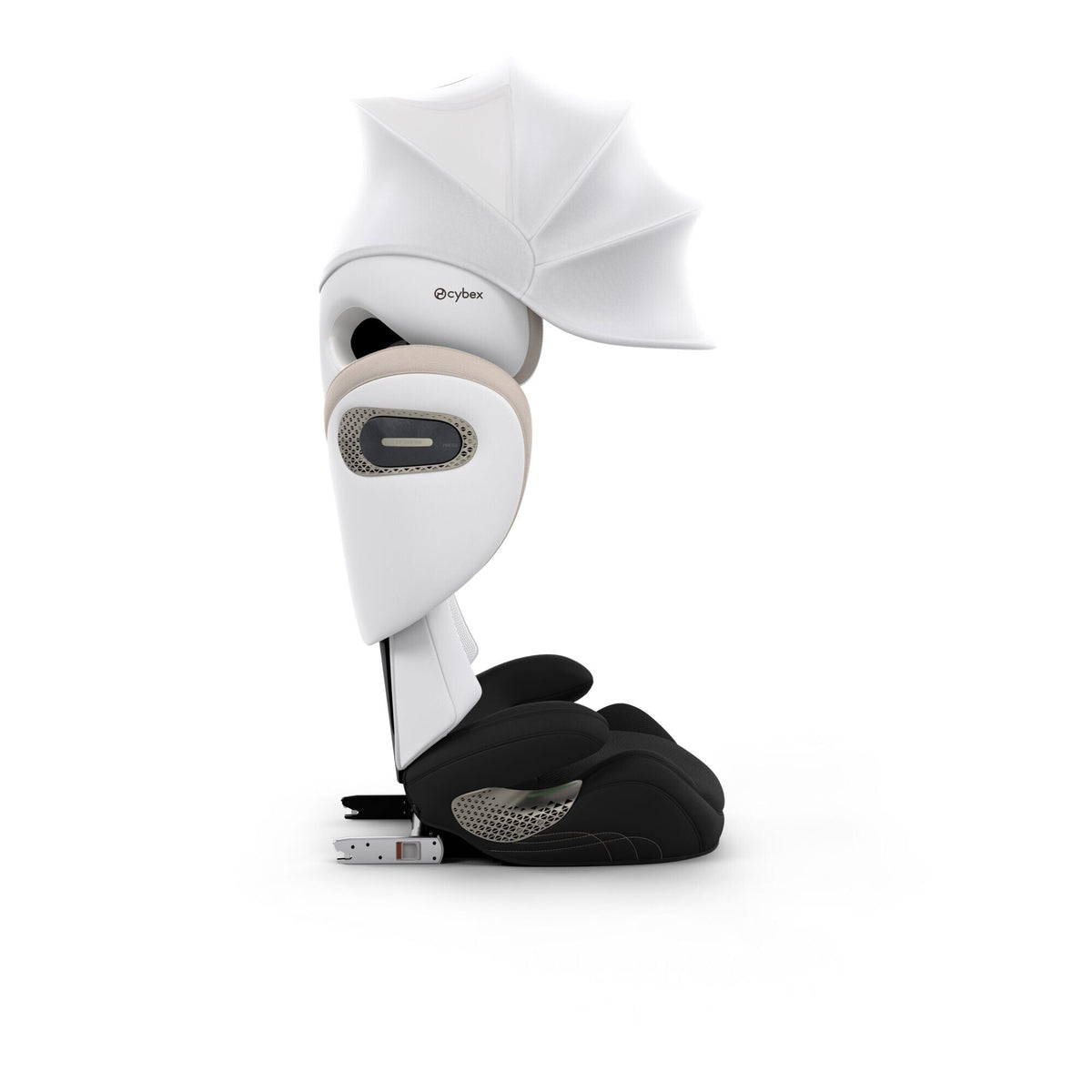 CYBEX Solution S Style Off White – Seitenansicht mit XXL-Sonnenverdeck