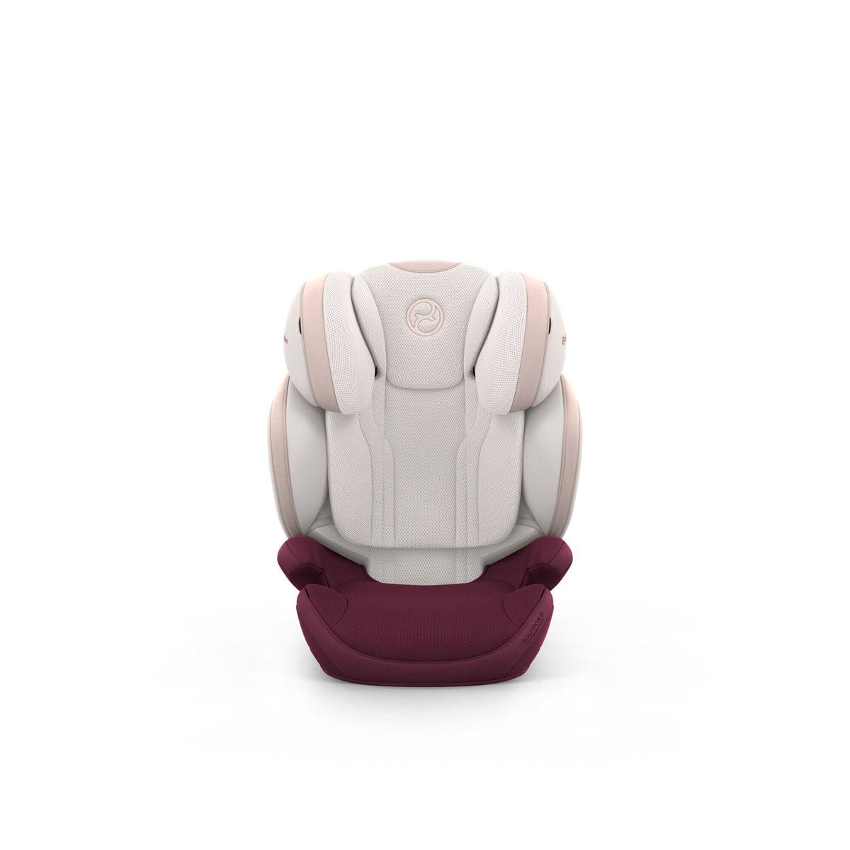 CYBEX Solution S Style Quartz Pink – Vorderansicht mit tief eingestellter Kopfstütze