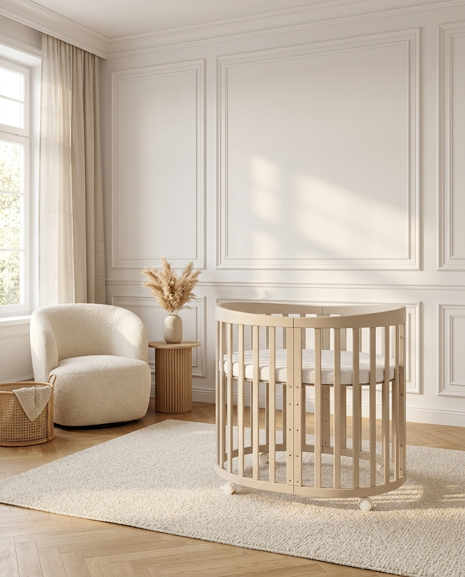 7in1 Babybett Oval Cashmere – inkl. Matratze