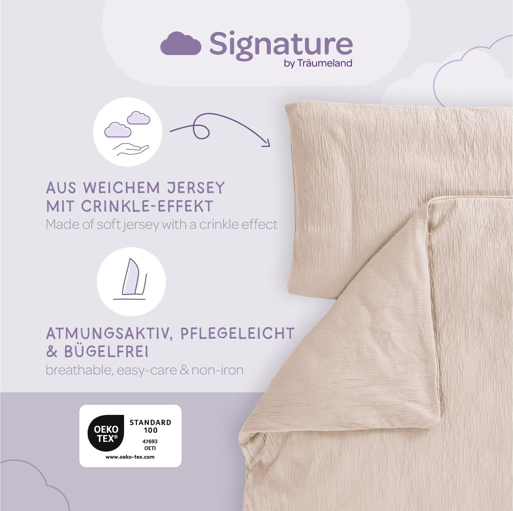 Träumeland Bettwäsche taupe 100x135cm / 40x60cm