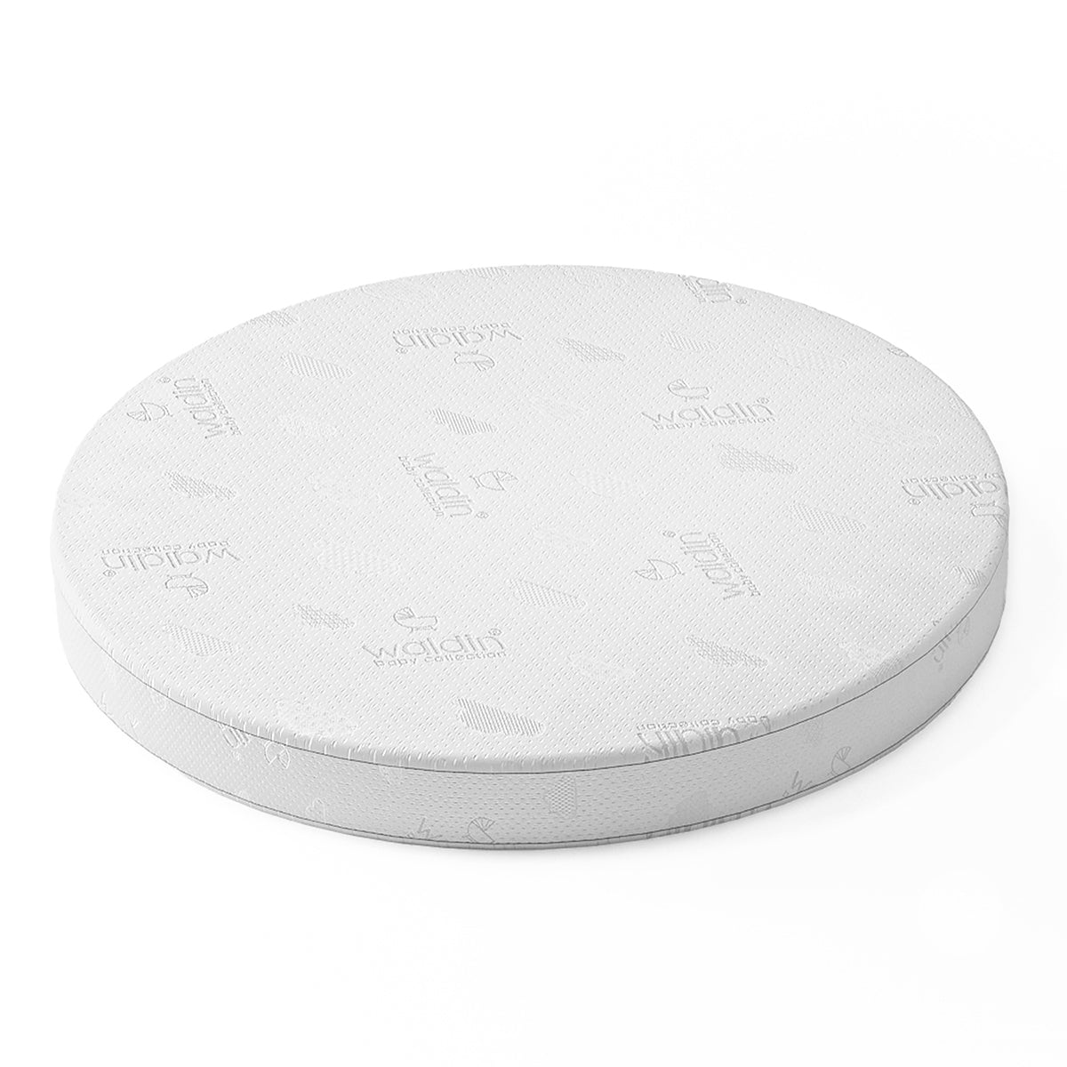 Waldin Matratze mit Kokoseinlage für das ovale 7in1 Babybett, klein – rund, 73 × 73 cm