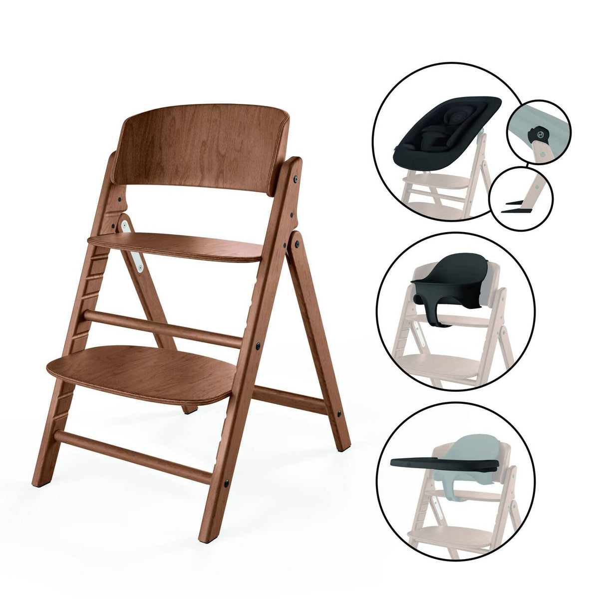Chaise haute CYBEX Click and Fold 4en1 tout naturel foncé